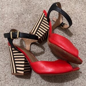 Red and Black Striped Heel Women's Shoes Tabita 37 7 white